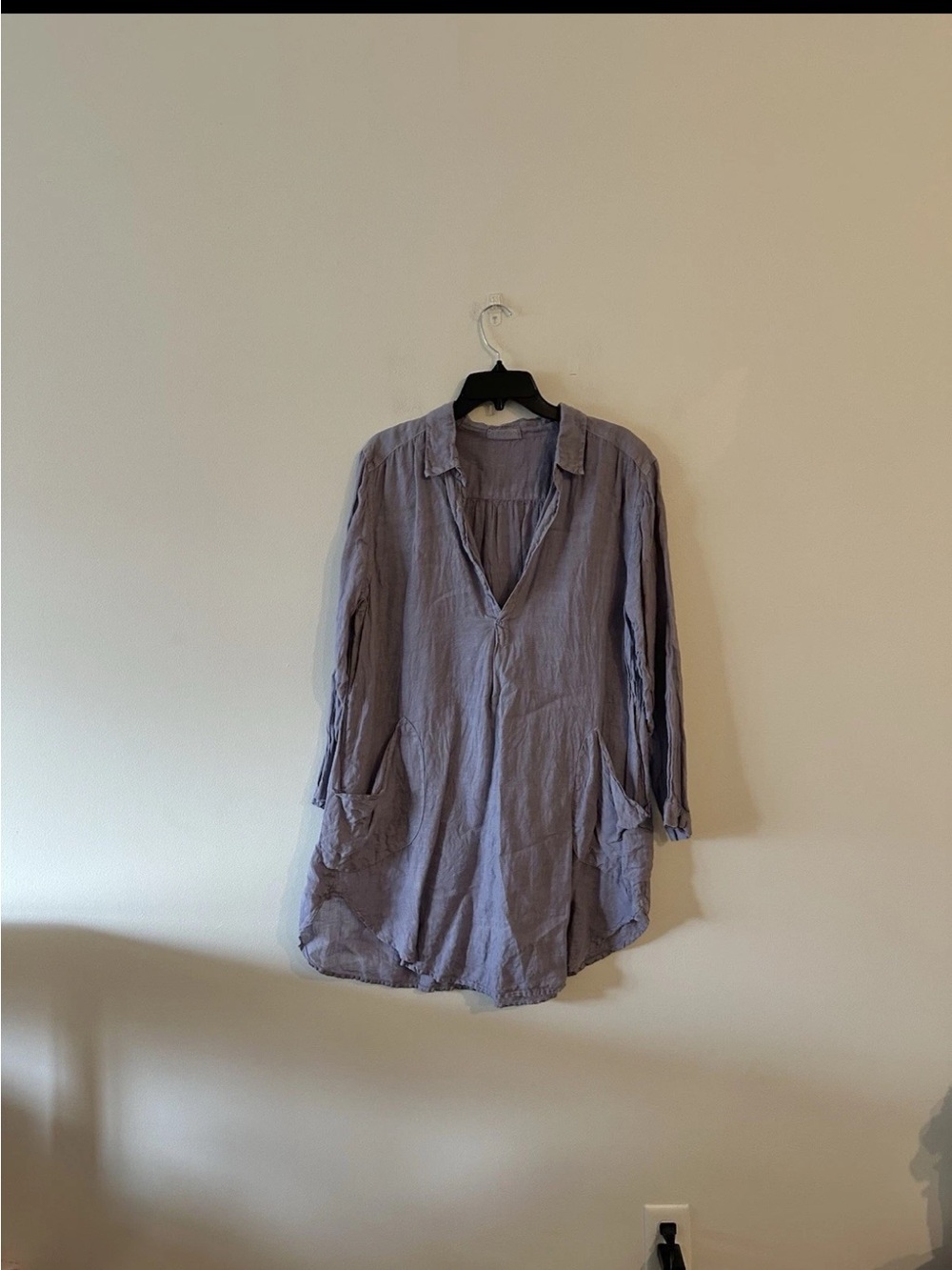 CP Shades Lavender Purple Linen Tunic Top Collared Lagenlook M USA Pockets
Goo